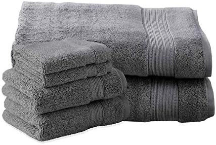 Charisma Luxury Bath Sheet, Hand Towel & Washcloth Set – 6 Pieces (Dark Grey)